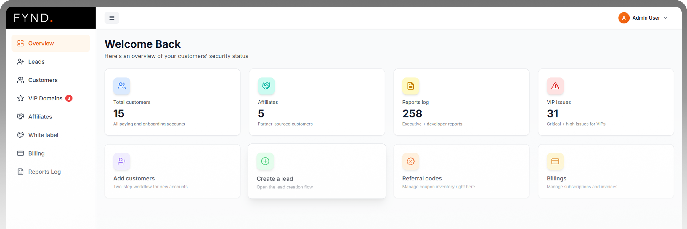 FYND dashboard preview
